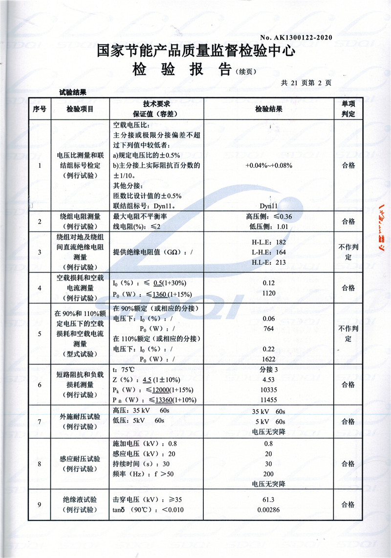 高低压试验报告-S11-1250康马康马康马油浸式变压器-2.jpg